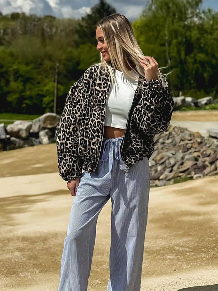 Athena Leopard Bomber Jacket